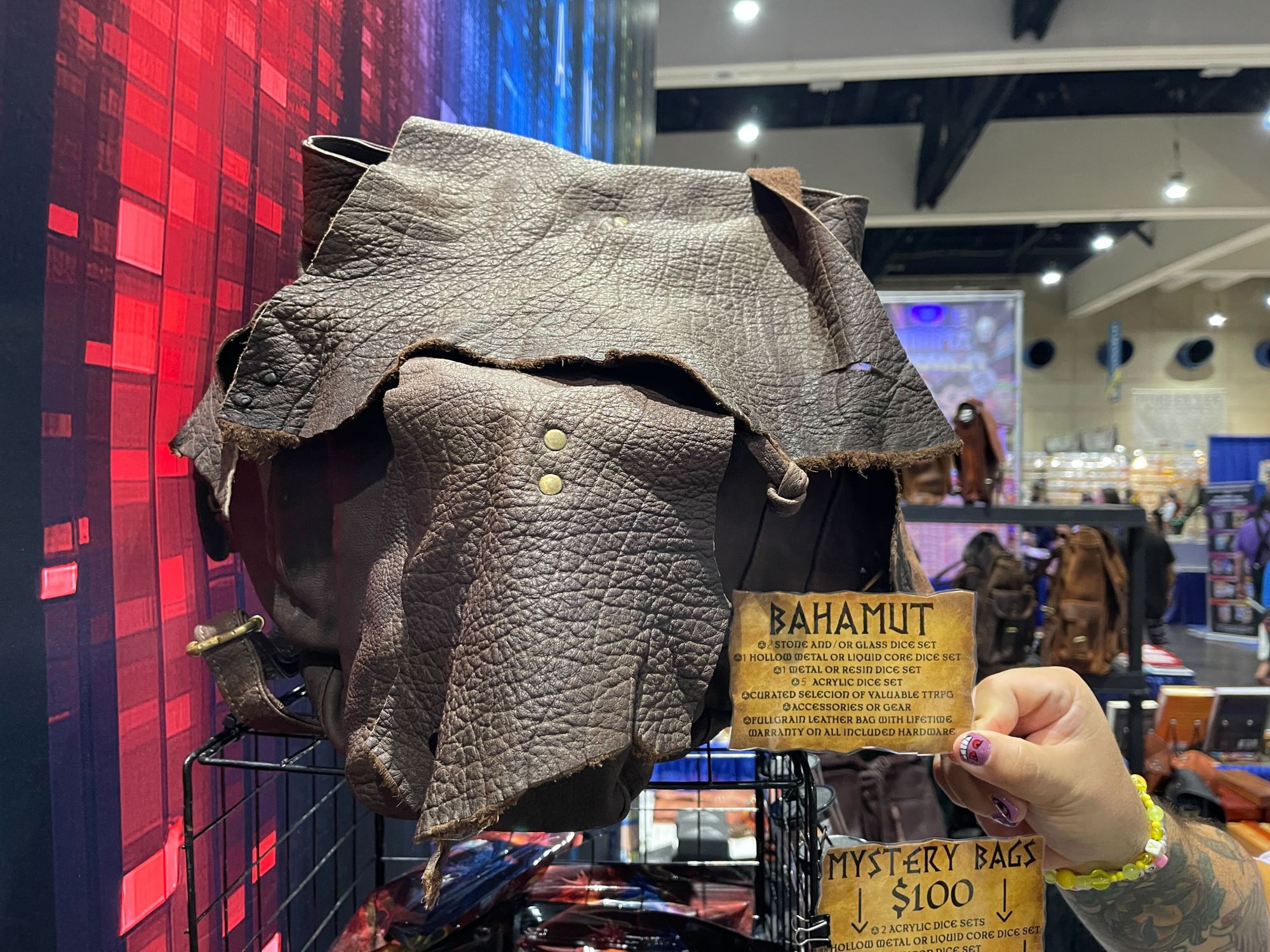 Mystic Mountain Gaming was selling a bag with dice, which is said to be valued at around $800. (Michelle Guerrero / The San Diego Union-Tribune)