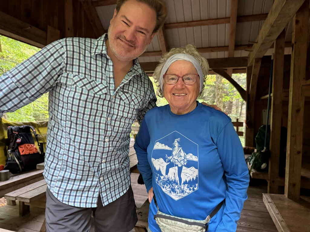 Kellenberger with a fellow hiker named Java, who encouraged her to share her story. (Courtesy of Betty Kellenberger)