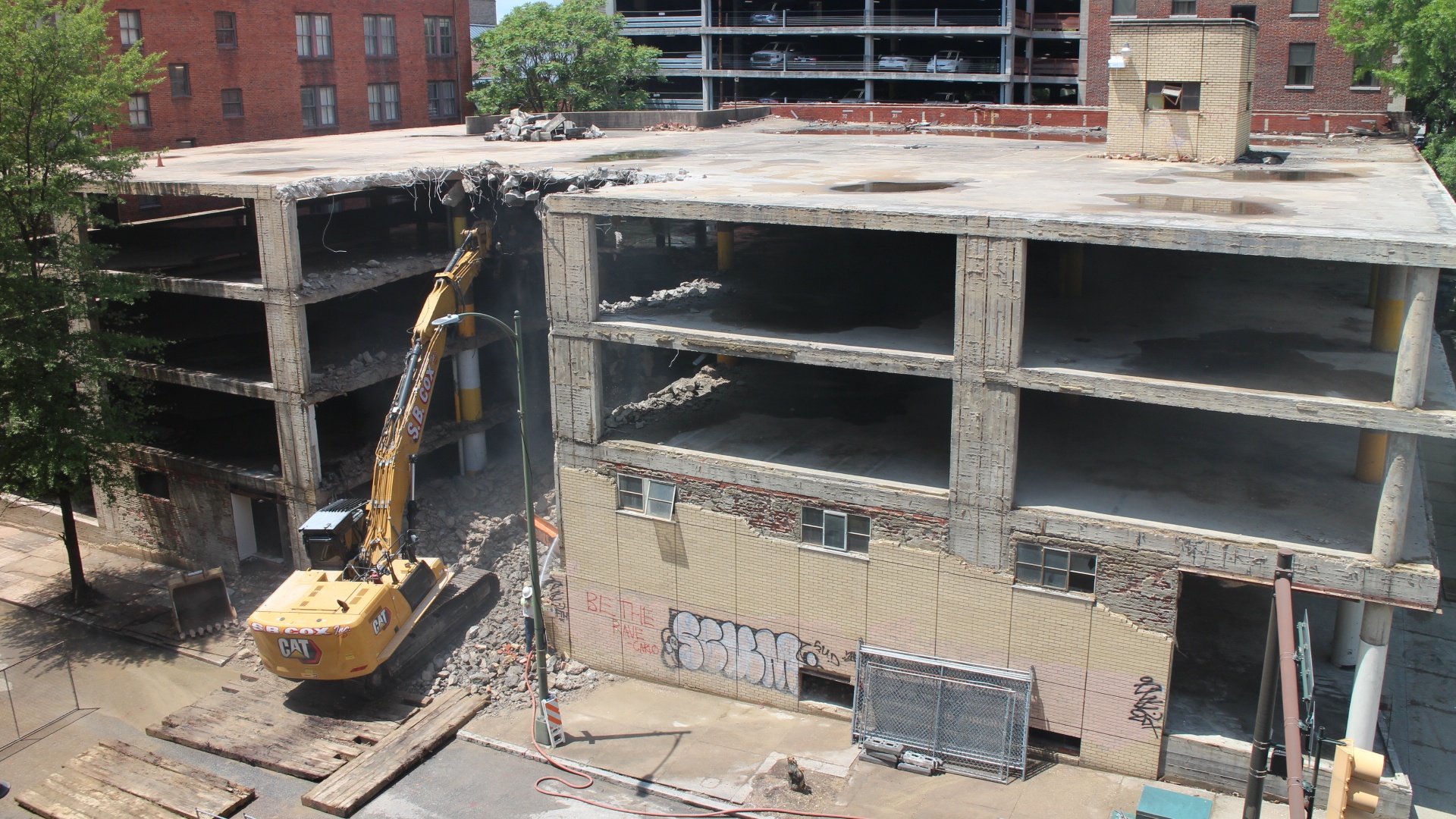 Demolition underway on crumbling downtown parking deck