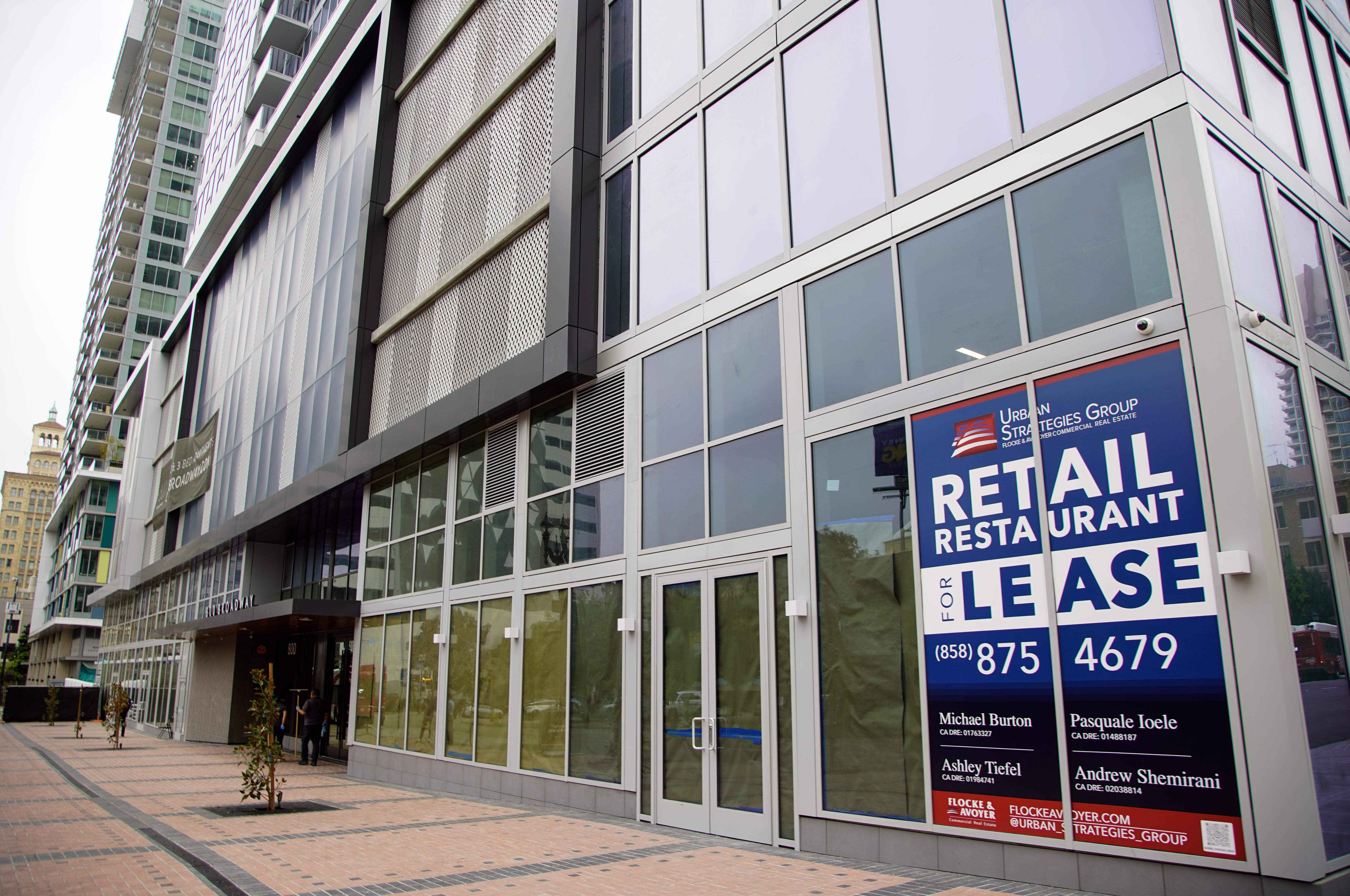 The exterior of 800 Broadway in downtown San Diego in early February. Vacancy rates are highest in downtown. (Alejandro Tamayo / The San Diego Union-Tribune)