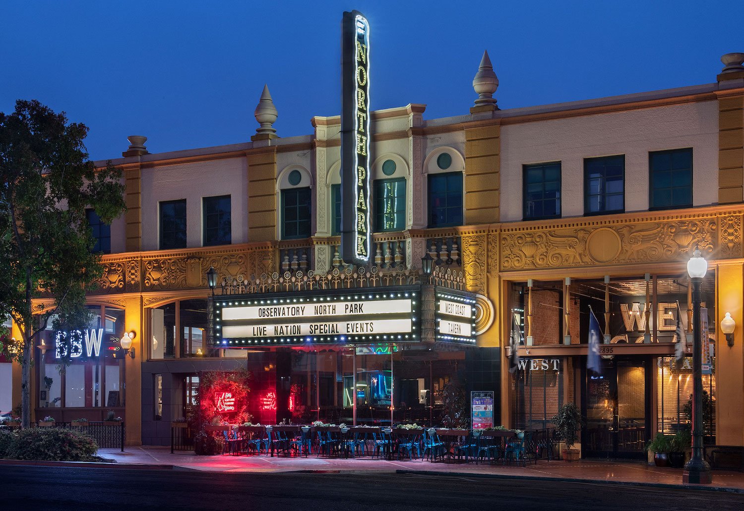 Exterior of San Diego music and concert venue The North Park Observatory