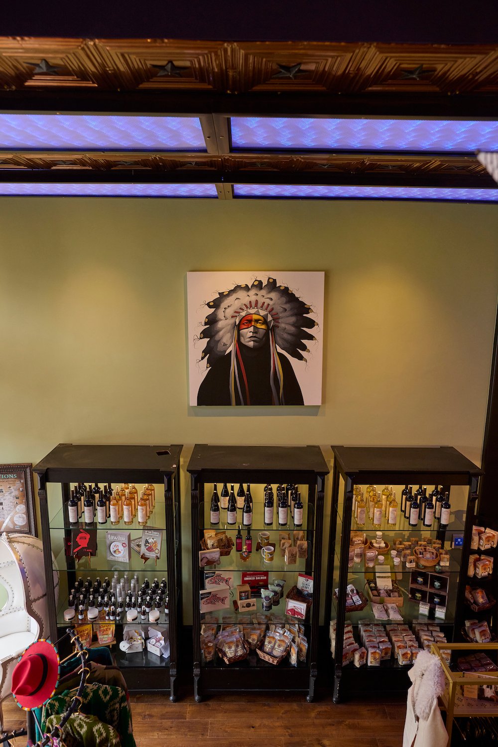 Interior art at San Diego Gaslamp Quarter shop Native Star featuring only Indigenous-made products