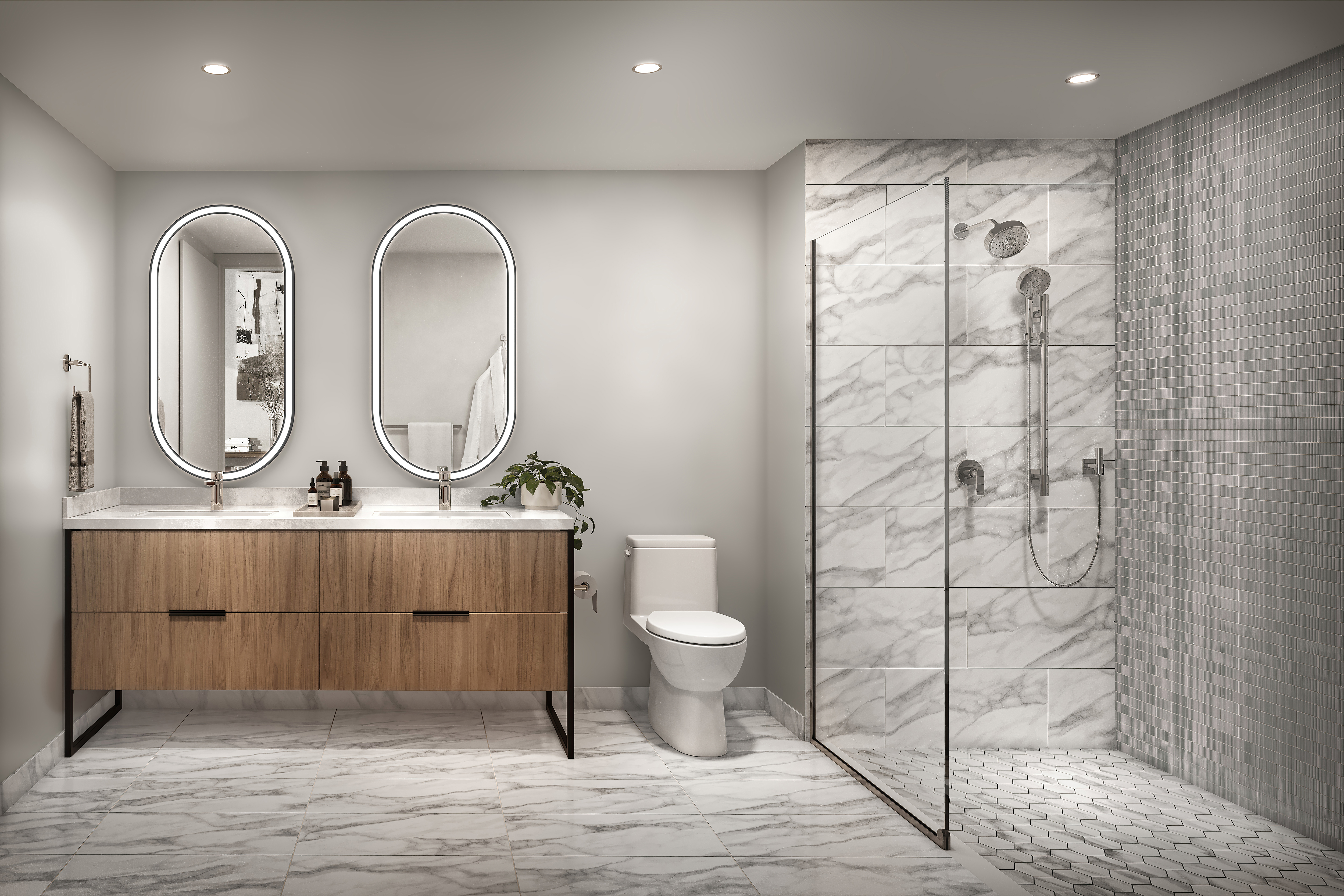 A rendering of a bathroom at the Andia condo complex...