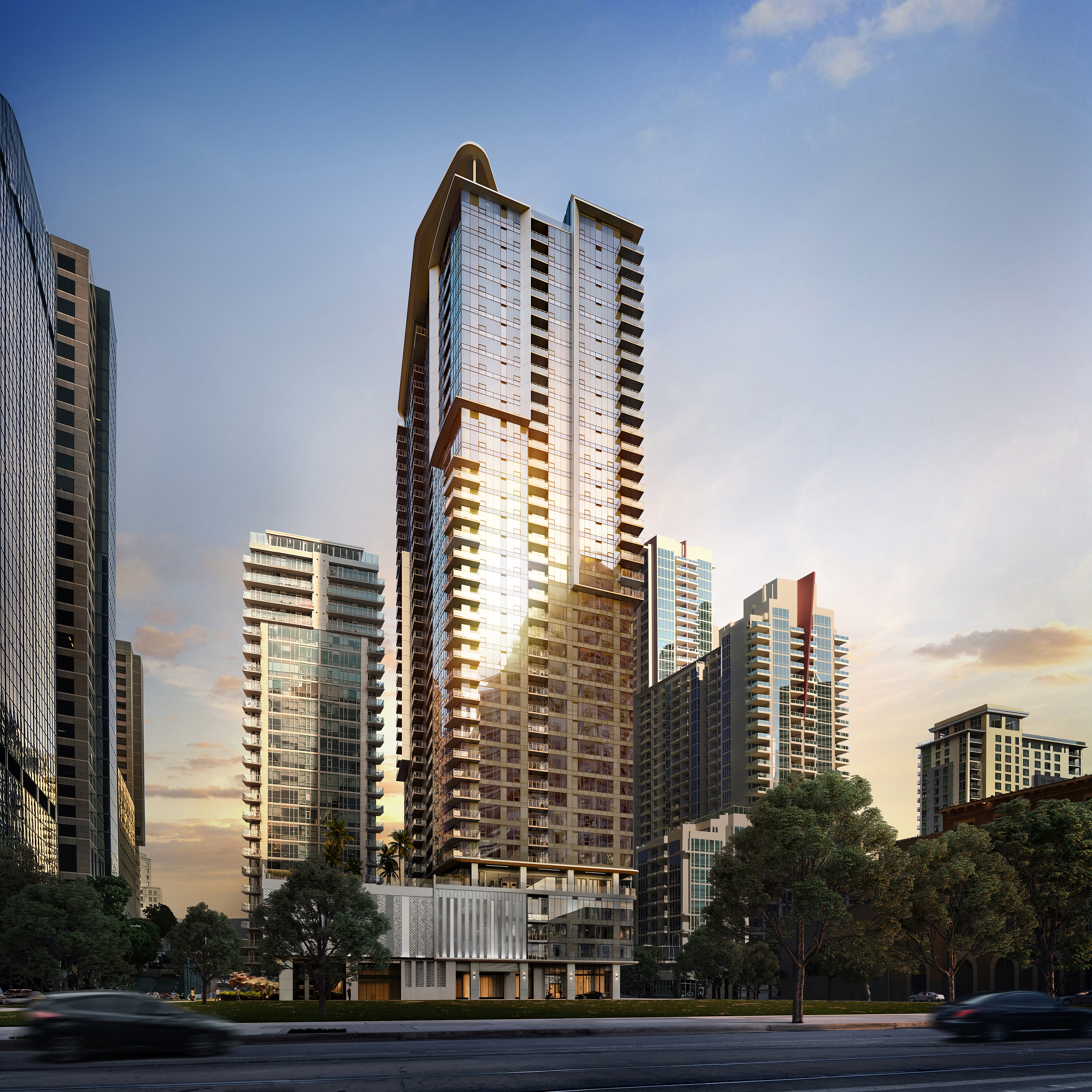 A rendering of the future Andia condo tower, now under...
