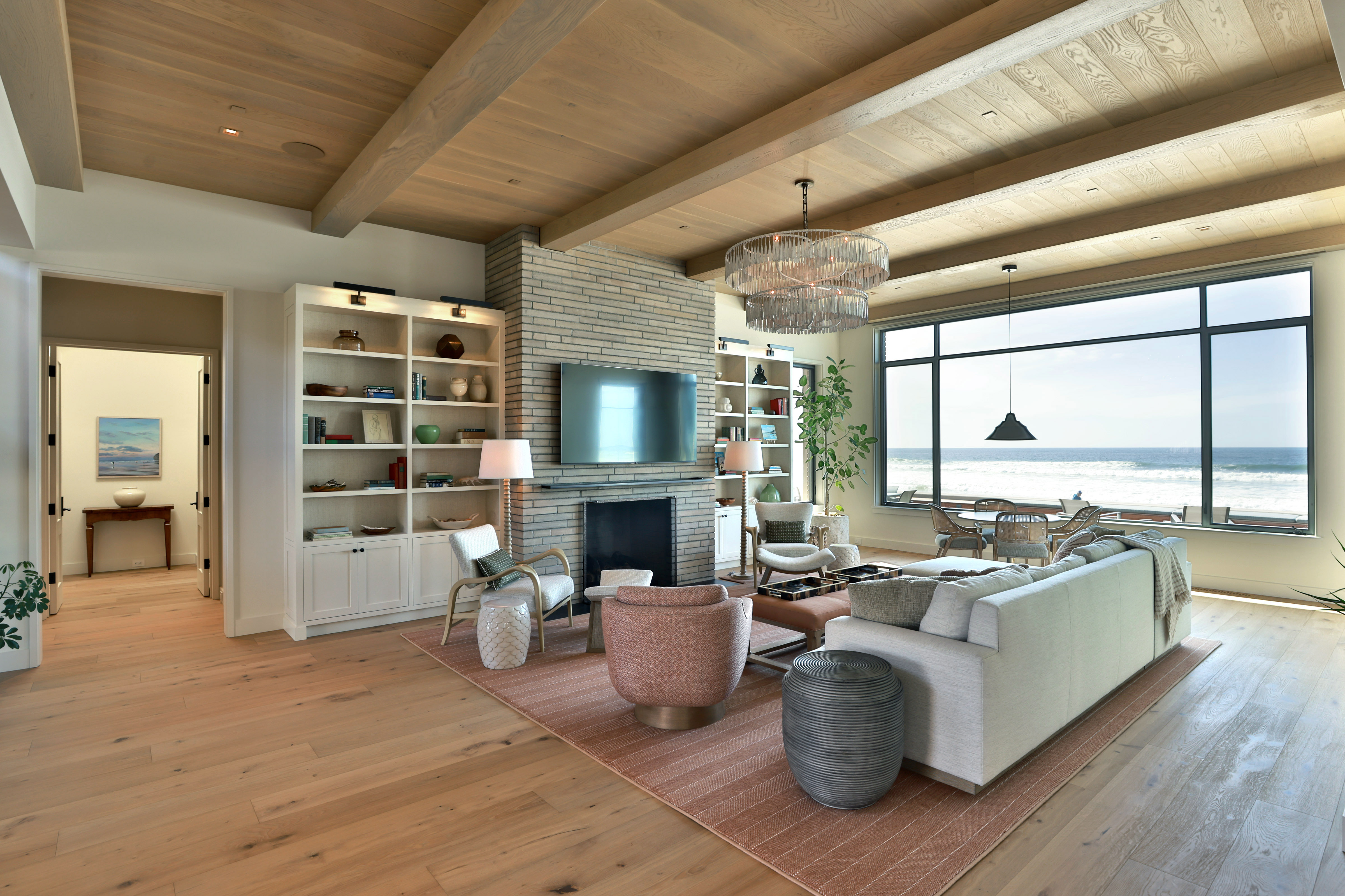 The living room at Ocean House Del Mar, a $75...
