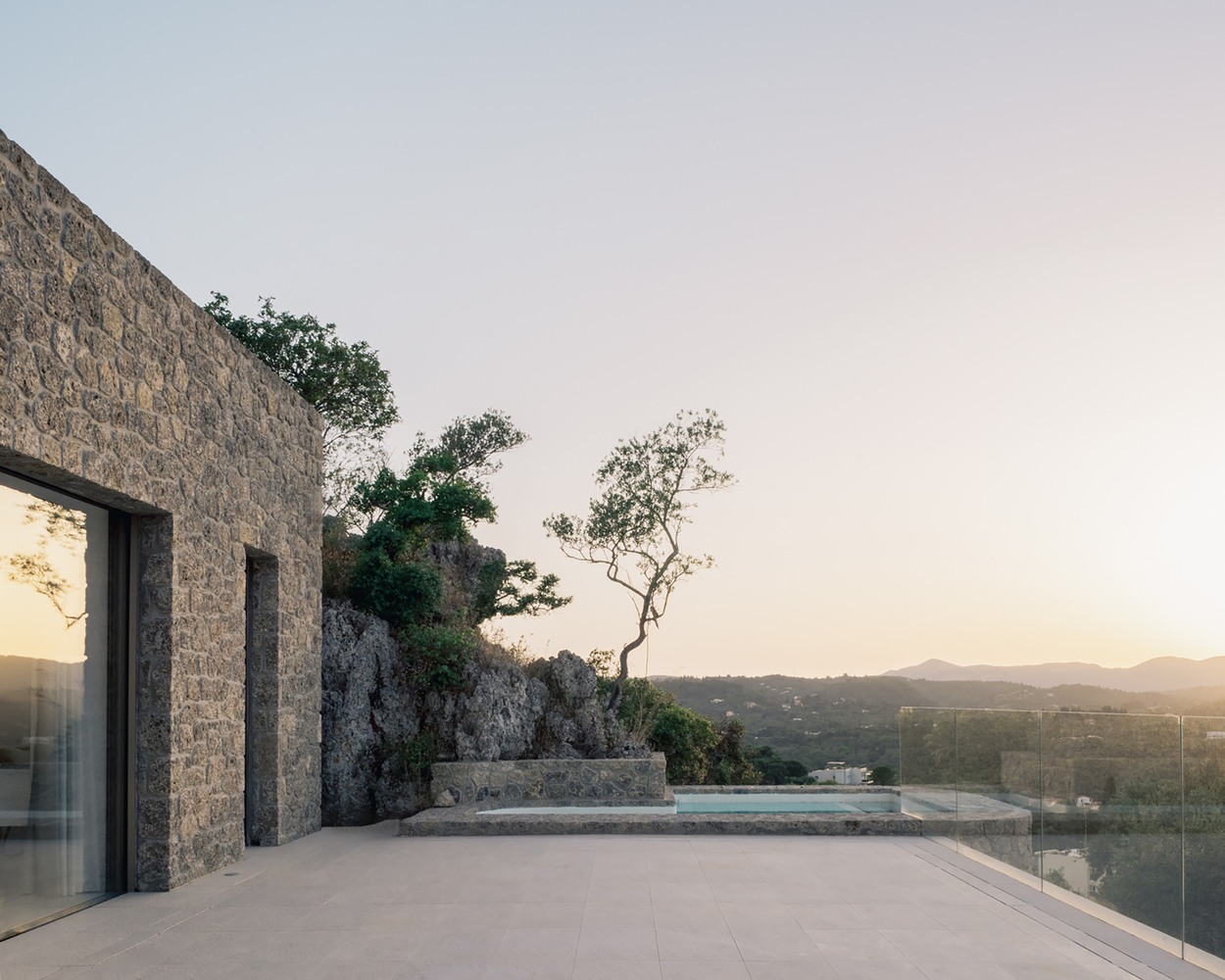 Corfu House Stone sunset pool