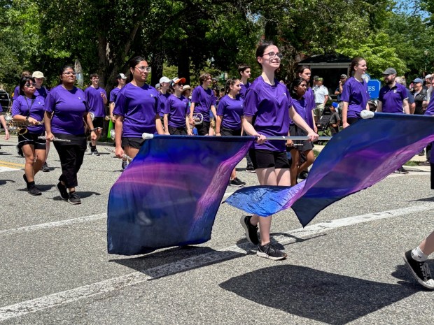 The Phoenixville Area High School Band moves along Main Street during the Dogwood Parade. (Barry Taglieber - For MediaNews Group)