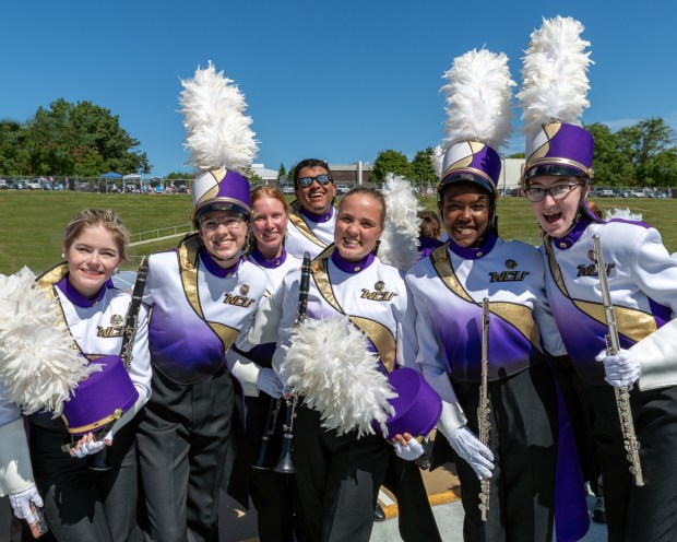 Members of the West Chester University Marching Band are all smiles. (SUBMITTED PHOTO/ERICA THOMPSON)