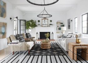 Living room with black and white color scheme Living room with black and white color scheme