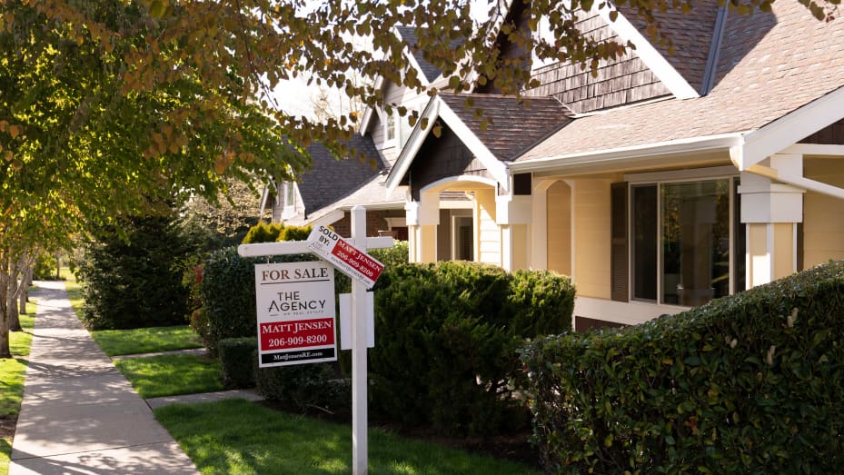 A recently sold home in the Issaquah Highlands area of Issaquah, Washington, US, on Tuesday, April 16, 2024. The National Association of Realtors is scheduled to release existing homes sales figures on April 18. Photographer: David Ryder/Bloomberg via Getty Images