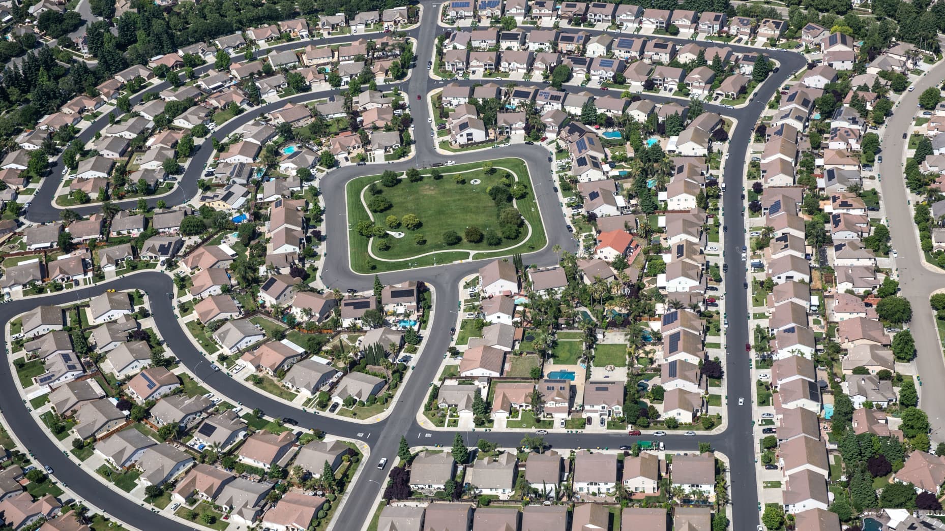 STOCKTON, CA - MAY 22: A new housing development built along a canal near the Mokelumne River is viewed on May 22, 2023, near Stockton, California. The SacramentoSan Joaquin River Delta, or California Delta, is an expansive inland river delta and estuary in Northern California at the western edge of the Central Valley created by the confluence of the Sacramento and San Joaquin rivers. The Delta is just east of where the rivers enter Suisun Bay, which flows into San Francisco Bay, then the Pacific Ocean via