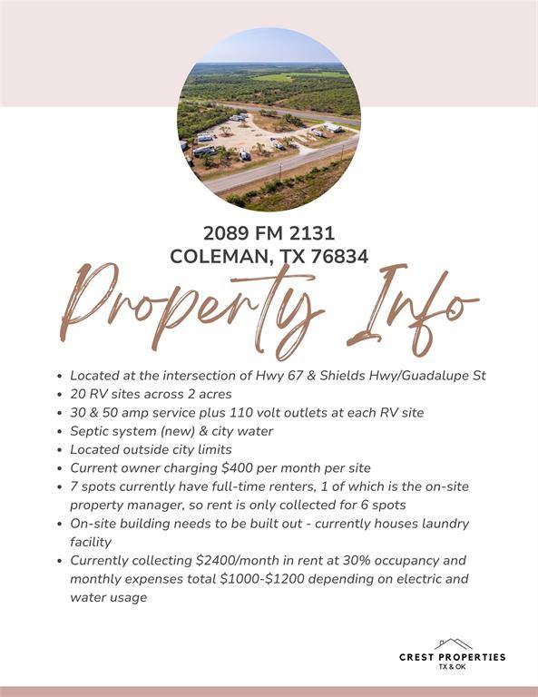 Coleman, TX 76834,2089 Fm 2131