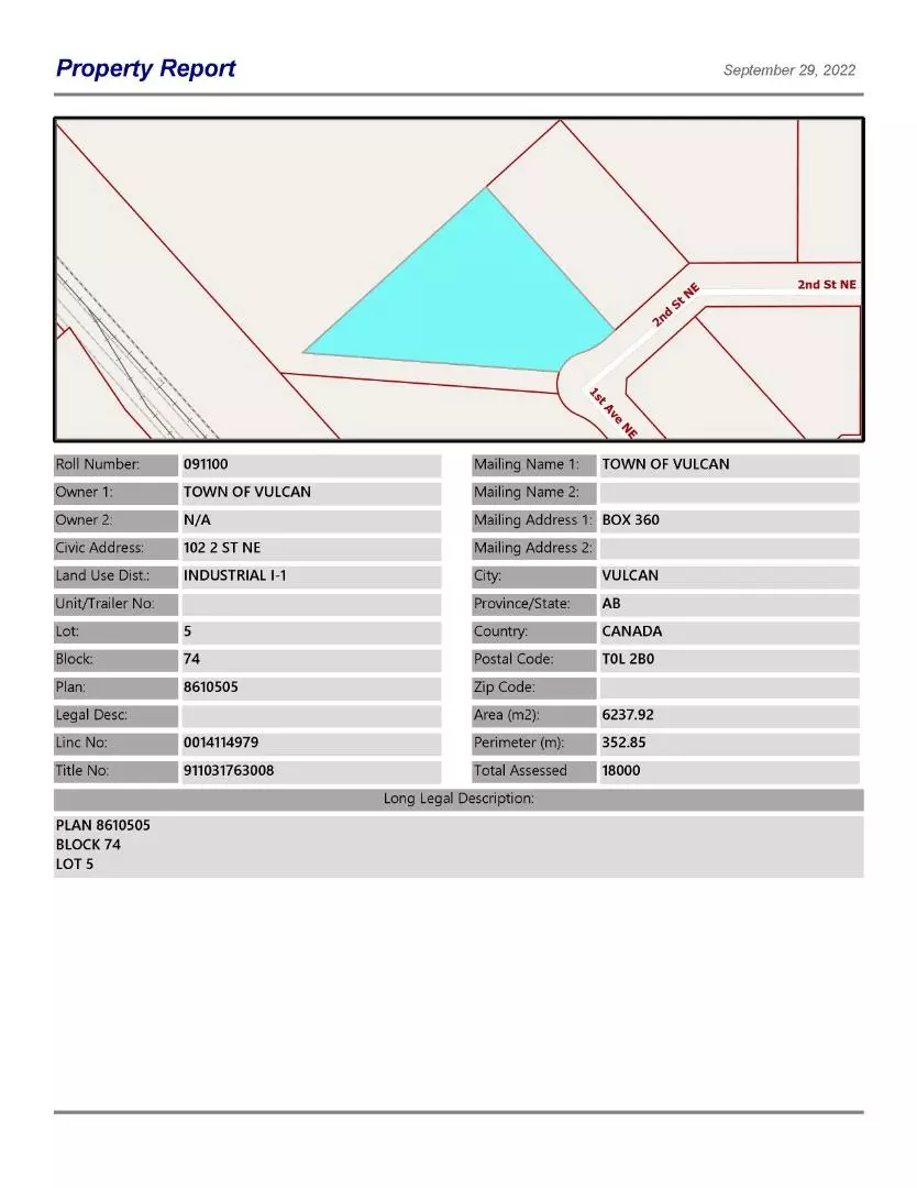 Vulcan, AB T0L 2B0,102 2 ST NE