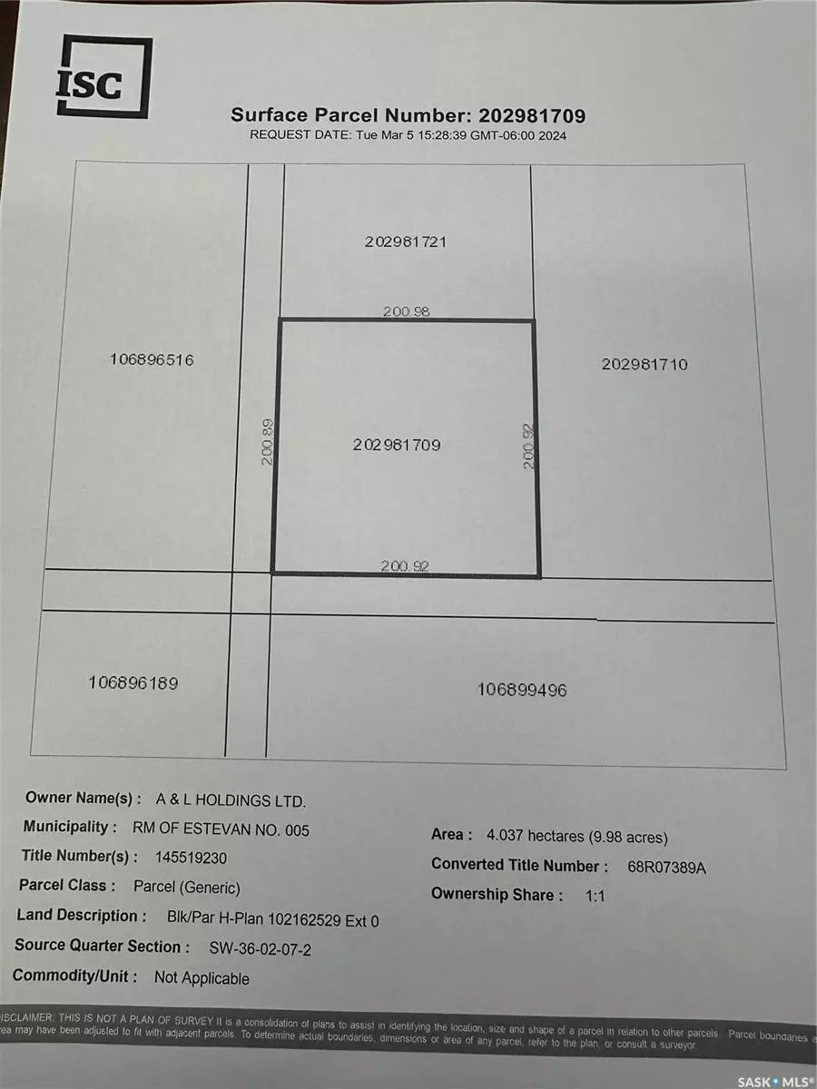 Estevan Rm No. 5, SK S0C 0M0,Rural Address