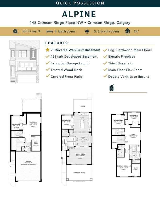 Calgary, AB T3L 0K4,148 Crimson Ridge PL NW