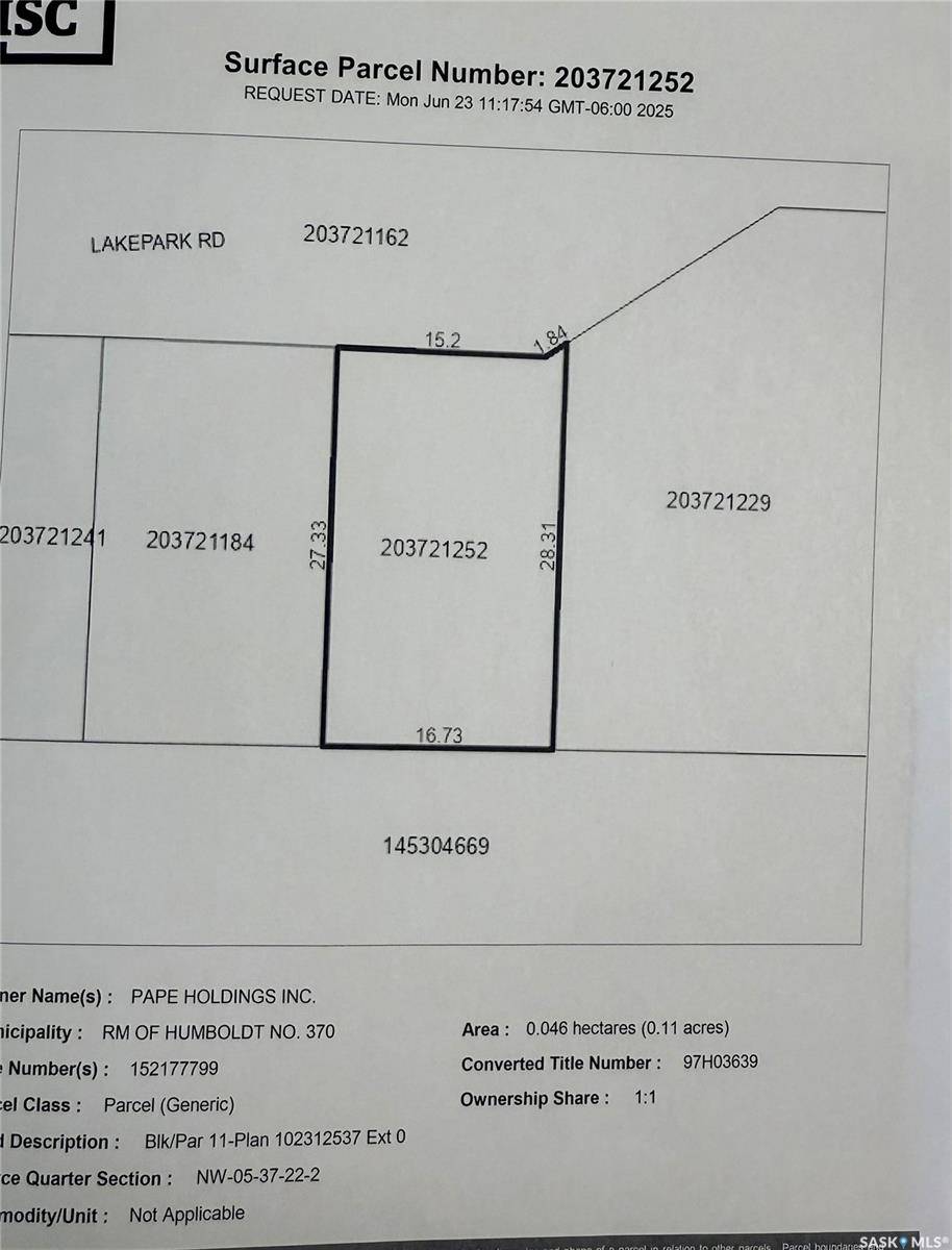 Humboldt Rm No. 370, SK S0K 2A0,12 Lakepark ROAD