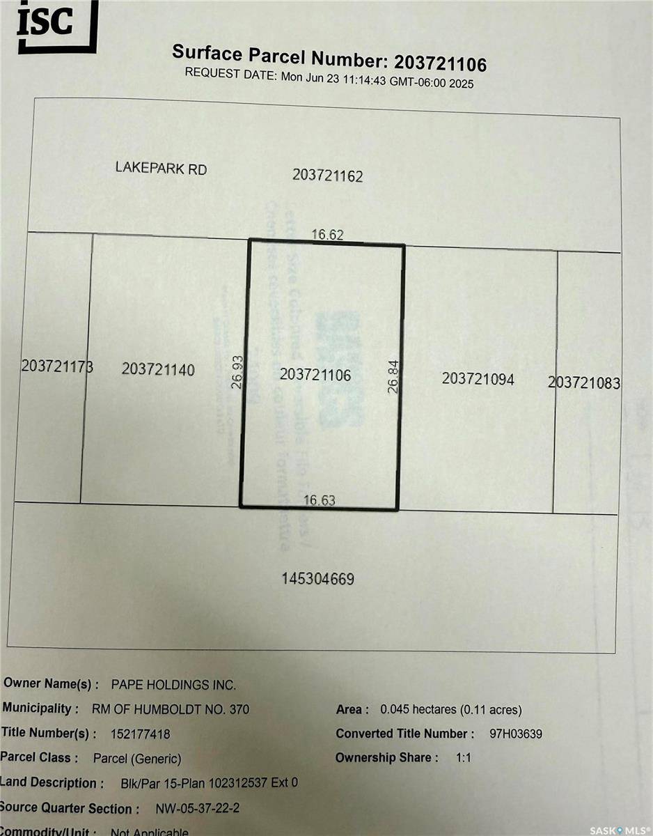 Humboldt Rm No. 370, SK S0K 2A0,15 Lakepark ROAD