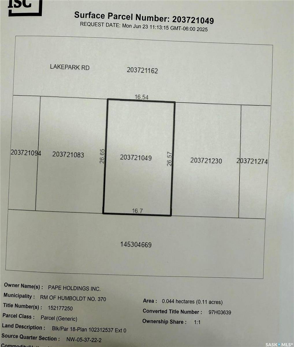 Humboldt Rm No. 370, SK S0K 2A0,18 Lakepark ROAD
