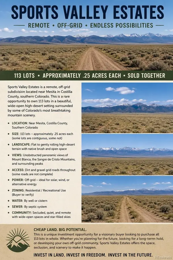 113 lots Sports Valley Estates, Mesita, CO 81152