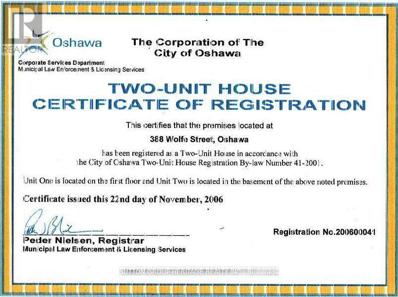 Oshawa (lakeview), ON L1H3V1,388 WOLFE STREET