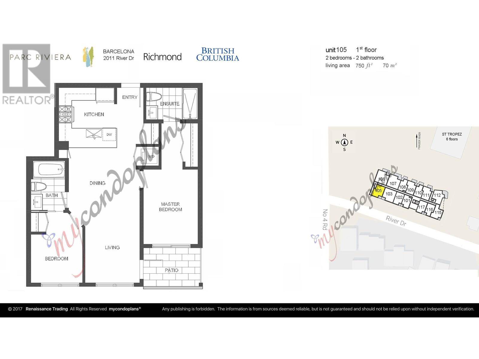 Richmond, BC V6X0N2,10011 RIVER DR #105