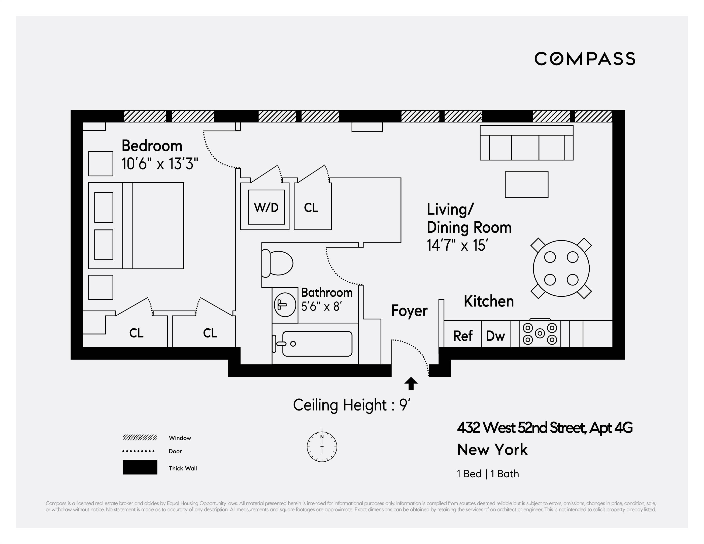 Manhattan, NY 10019,432 W 52nd Street #4G
