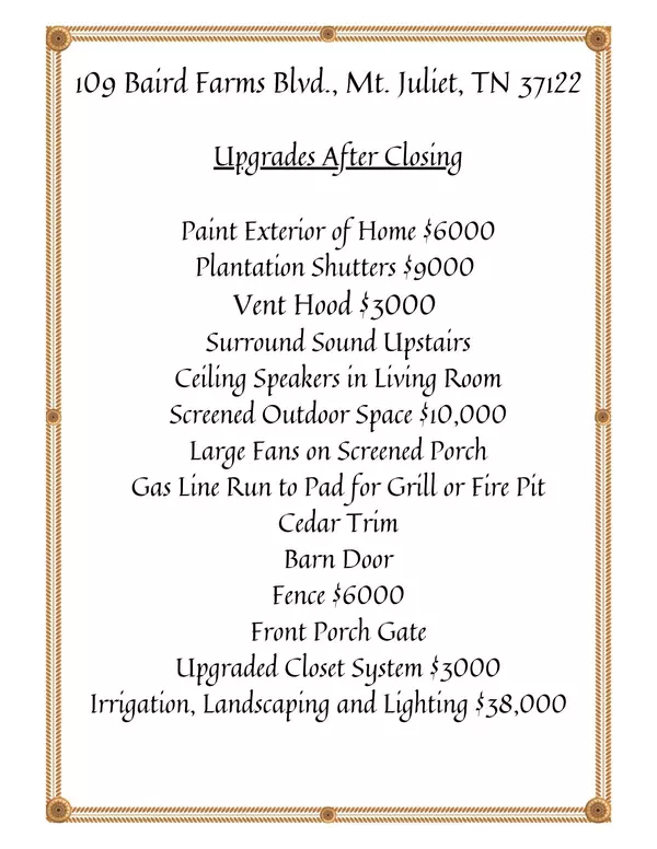 Mount Juliet, TN 37122,109 Baird Farms Blvd