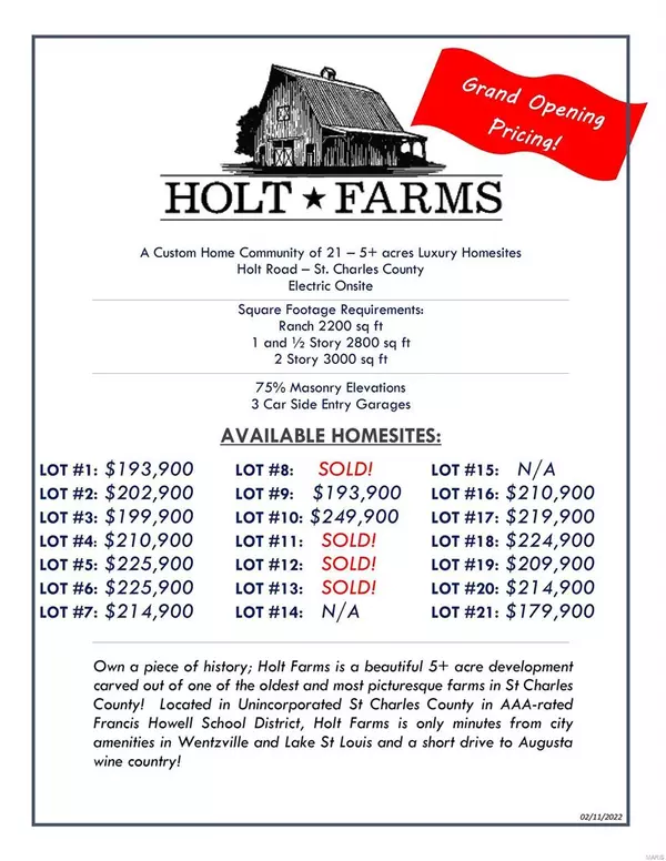 Wentzville, MO 63385,0 Lot 21 Holt Farms