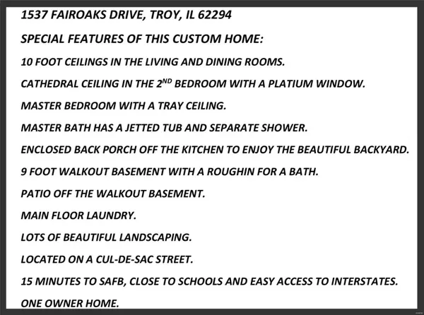Troy, IL 62294,1537 Fairoaks DR