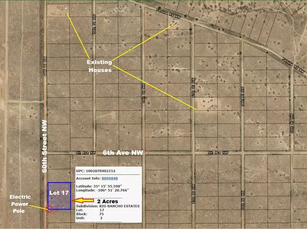 2 Acres (With Electric Power) on 60th ST NW, Rio Rancho, NM 87144