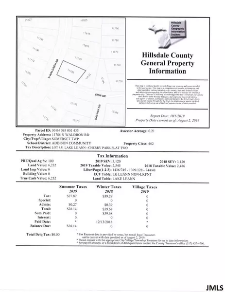 Lot 431 WALDRON RD, Jerome, MI 49249