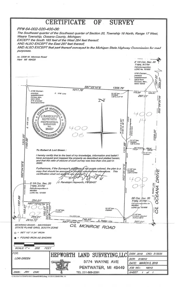 Hart, MI 49420,3308 W Monroe Road #Lot B - 23.56 Acres