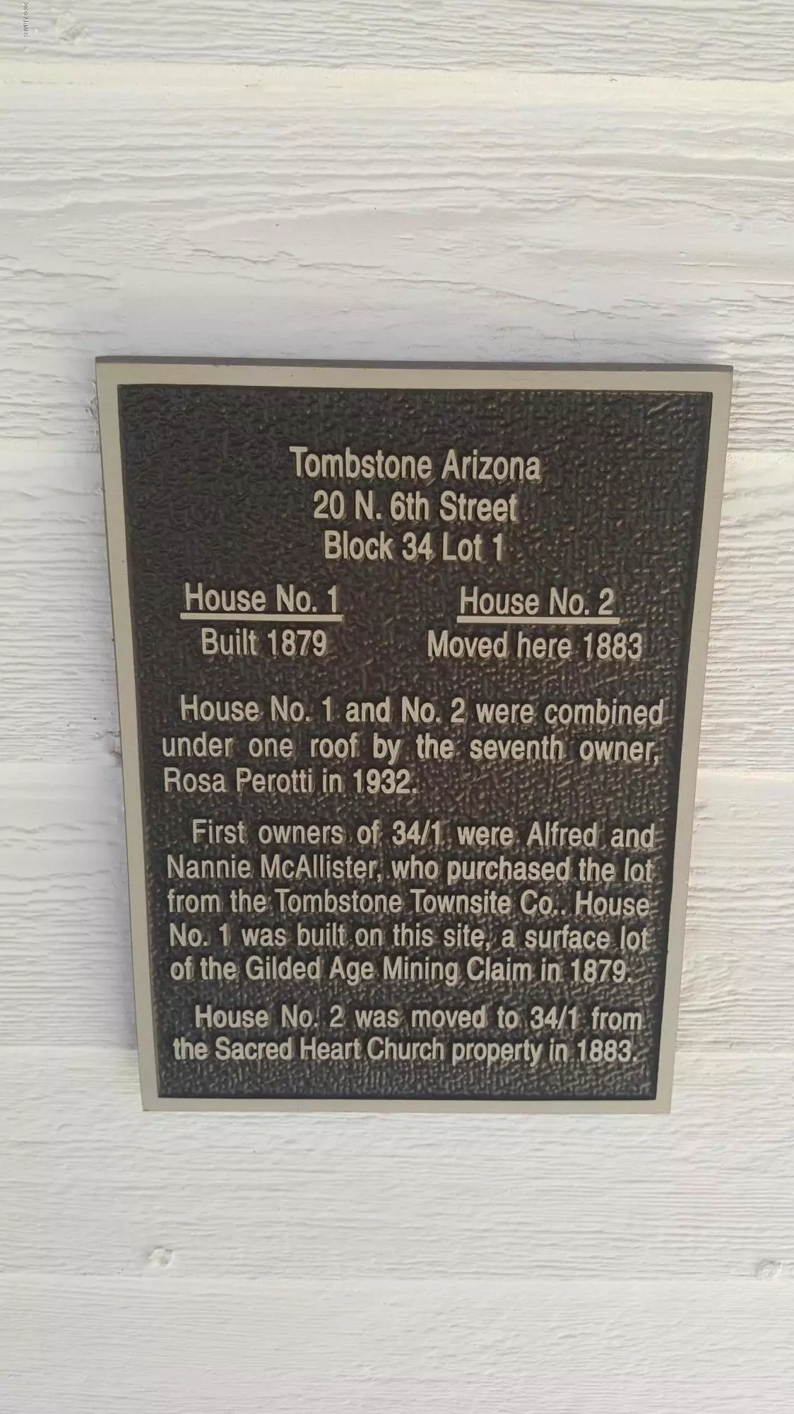 Tombstone, AZ 85638,20 N 6TH Street