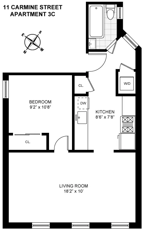 Manhattan, NY 10014,11 CARMINE Street #3C
