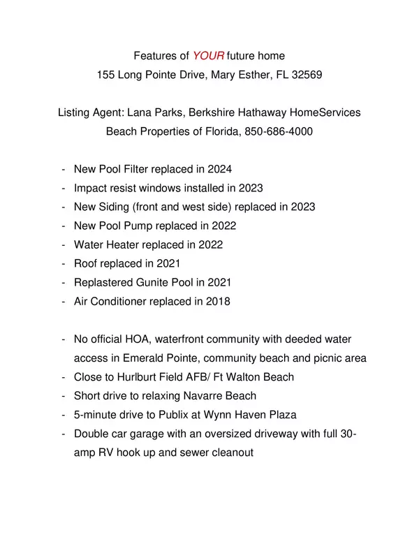 Mary Esther, FL 32569,155 Long Pointe Drive