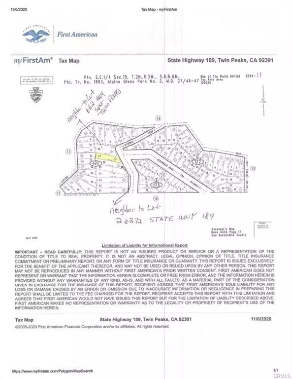 Twin Peaks, CA 92391,0 State Hwy 189