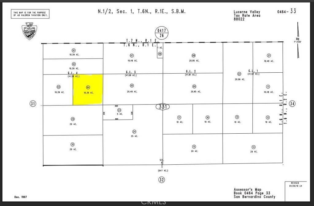 0 Harrod Parcel #0464-331-04 RD, Lucerne Valley, CA 92356