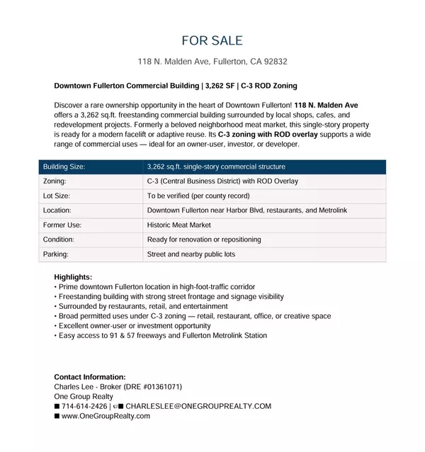 Fullerton, CA 92832,118 N Malden AVE